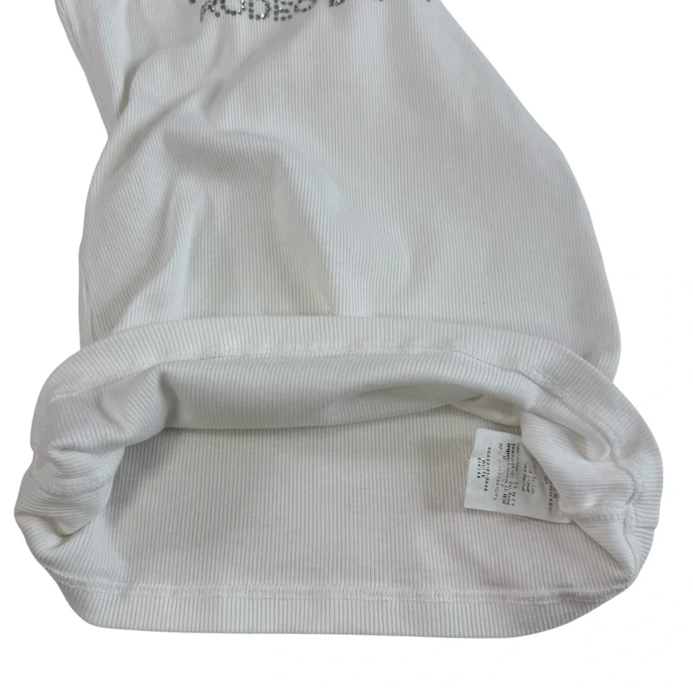 Bebe Logo Rodeo Drive White Tank Top Size M - Picture 7 of 14
